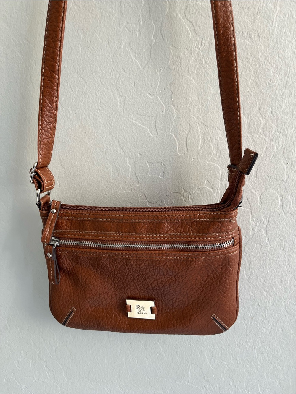 Style & CO. Women's Faux Leather Crossbody Bag in Cognac Brown